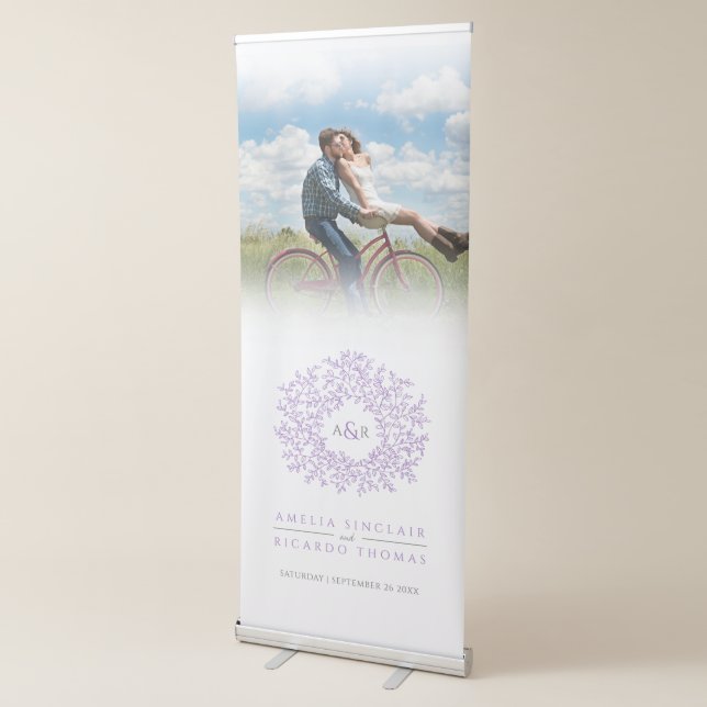 Leaves circle purple and white wedding photo retractable banner (3/4)