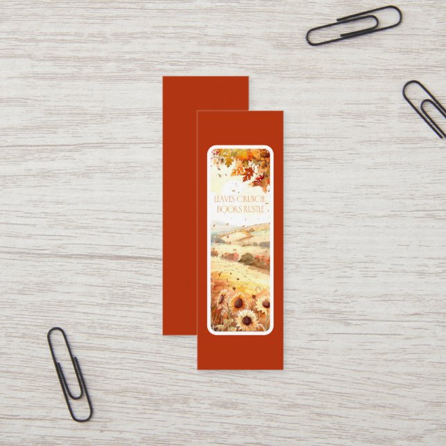 Leaves Crunch Books Rustle - Bookmark Card (Front/Back In Situ)