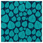 Leaves - Cyan with Dark Blue 002750 Fabric