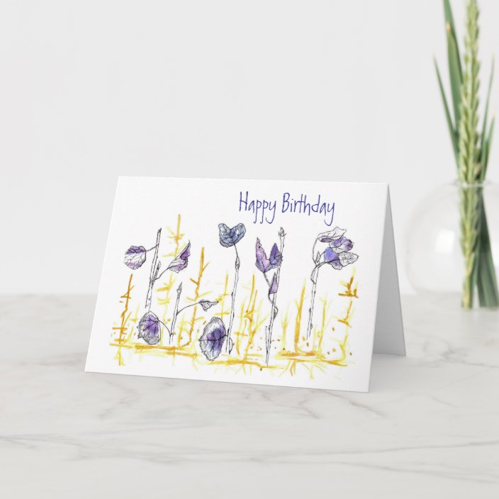 Leaves Drawing Pen and Ink Art Happy Birthday Card | Zazzle.com