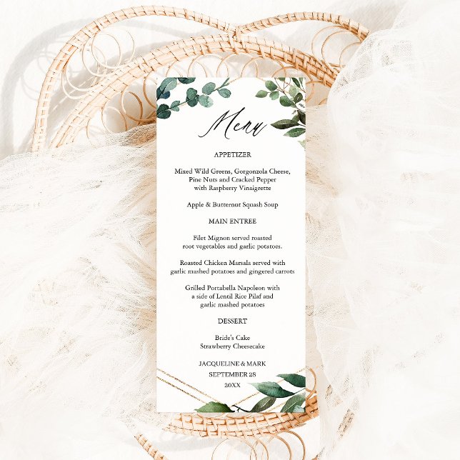 Leaves & Eucalyptus Gold  Menu (Creator Uploaded)