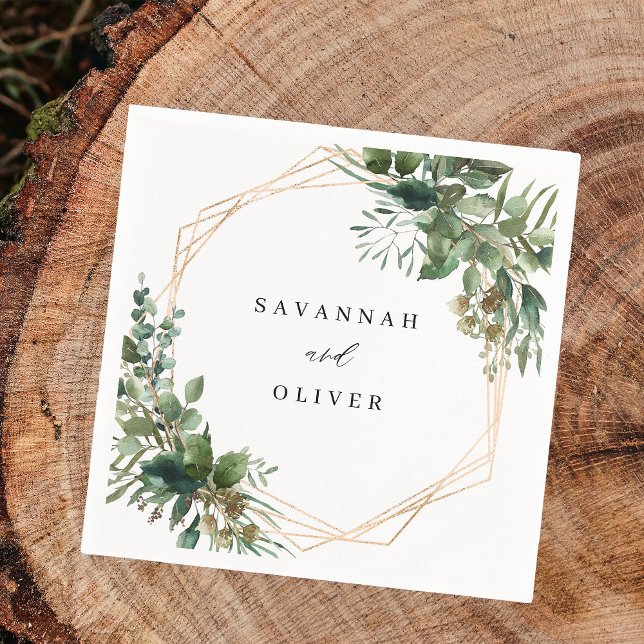 Leaves & Eucalyptus Gold Name 2 Napkins (Creator Uploaded)
