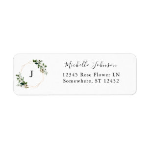 Leaves & Eucalyptus Gold Return Address Label