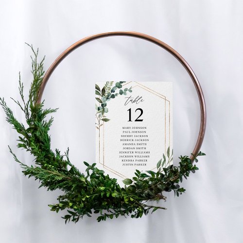 Leaves Eucalyptus Gold Table Number Seating Chart