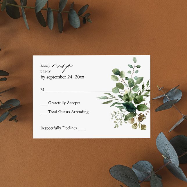 Leaves & Eucalyptus Rustic no Meal RSVP (Creator Uploaded)