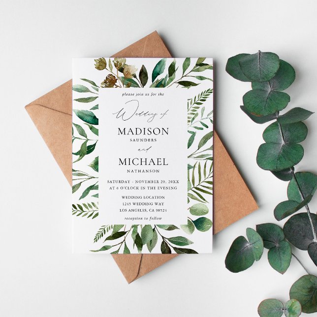 Leaves & Eucalyptus Rustic Wedding Invitation (Creator Uploaded)