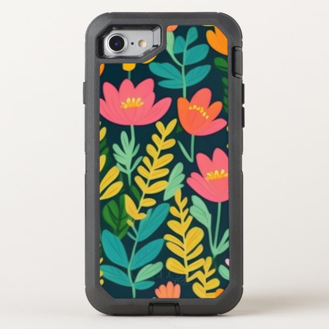 Leaves flowers colorful design  otterbox iPhone case (Back)