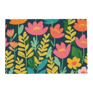 Leaves flowers colorful design  placemat
