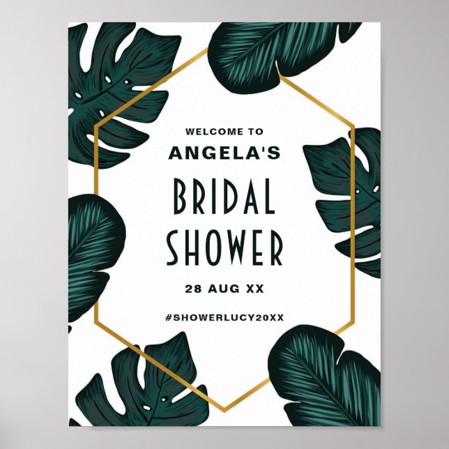 Leaves Frame Tropical Bridal Shower Welcome Sign (Front)