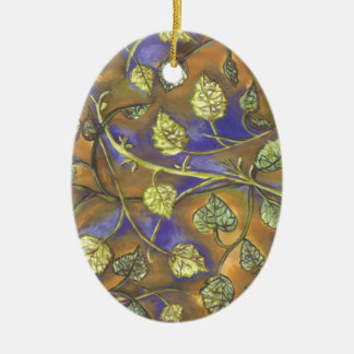 Leaves from Raspberries Oval Ornament