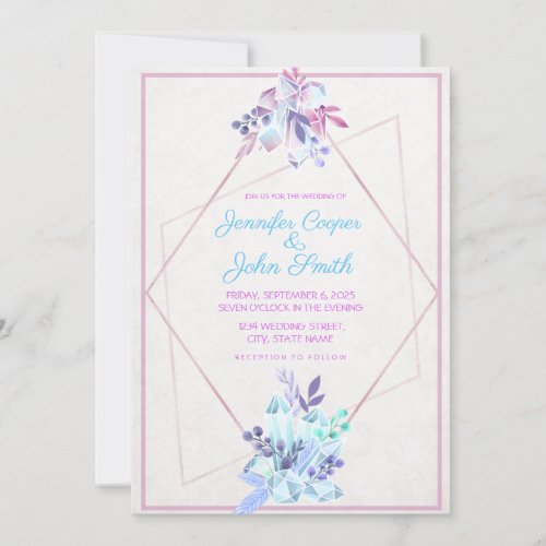 Leaves  Gem Diamond Geometric Modern Marriage Invitation