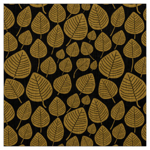 Leaves - Gold Brown on Black Fabric
