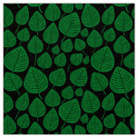 Leaves - Grass Green on Black Fabric
