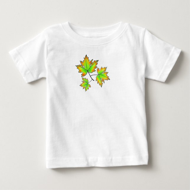  Leaves green leaf red leaf yellow leaf Baby T-Shirt (Front)