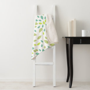 Leaves (Green) Sherpa Blanket