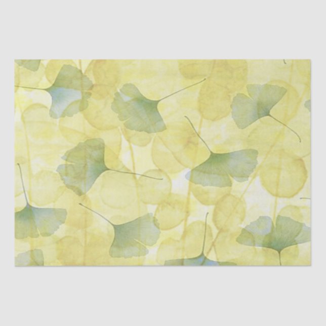 Leaves Green Yellow Decoupage Wrap Tissue Paper (Front)