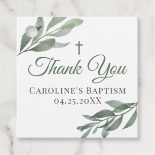 Leaves Greenery Baptism Favor Tags