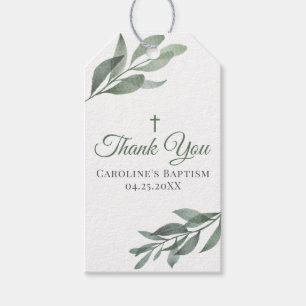 Leaves Greenery Baptism Gift Tags