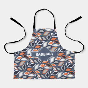 Leaves Grey Orange Minimal Pattern Apron