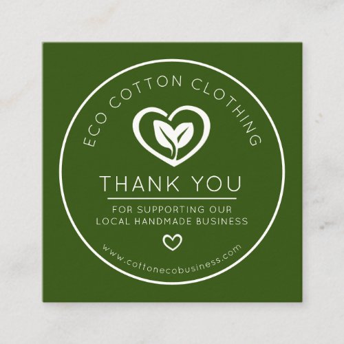 Leaves heart eco style logo green promo Thank you Loyalty Card