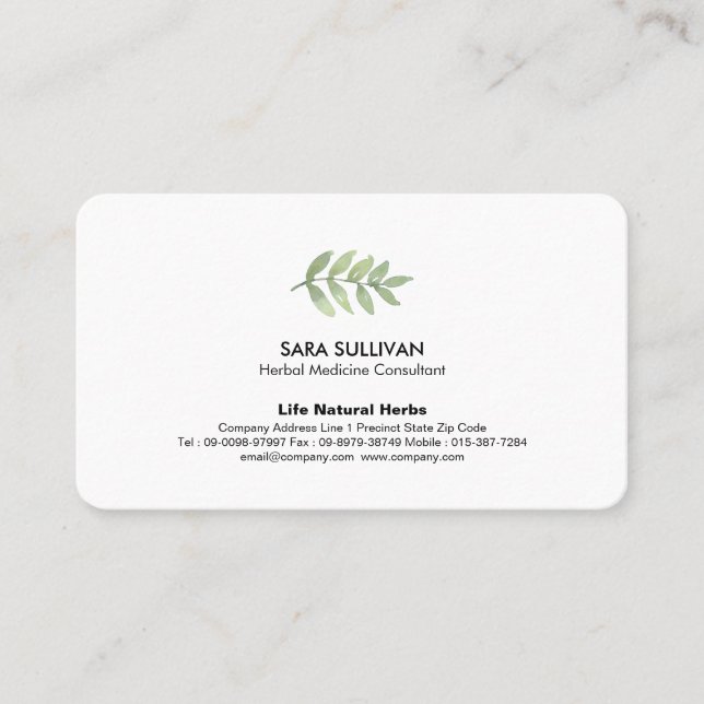 Leaves Herbal Medicine Herbs  Business Card (Front)