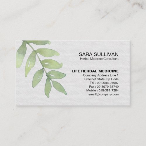 Leaves Herbal Medicine Herbs  Business Card