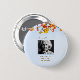 Leaves In Loving Memory Funeral Memorial Keepsake Button