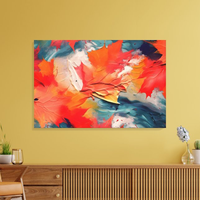 Leaves In The Wind – Abstract Autumn Motion Canvas Print (Insitu(LivingRoom))