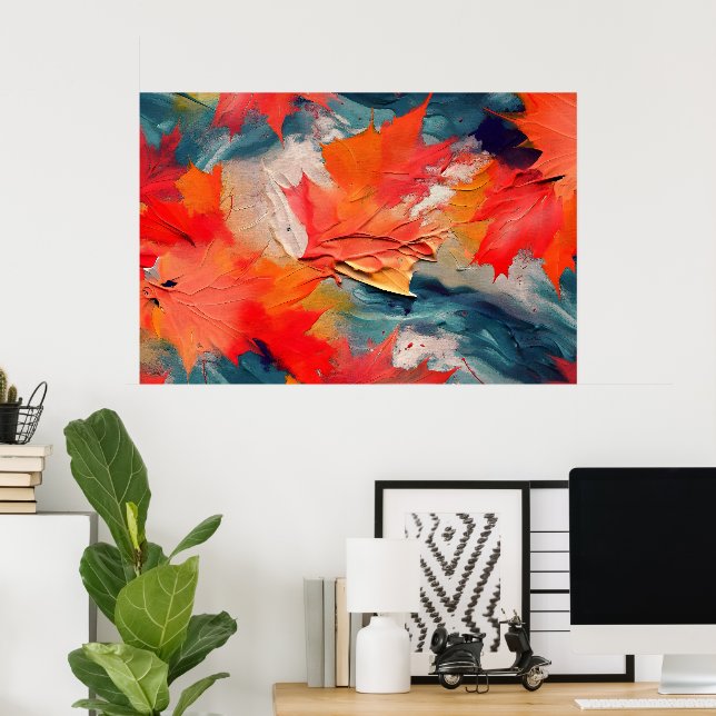 Leaves In The Wind – Abstract Autumn Motion Poster (Home Office)