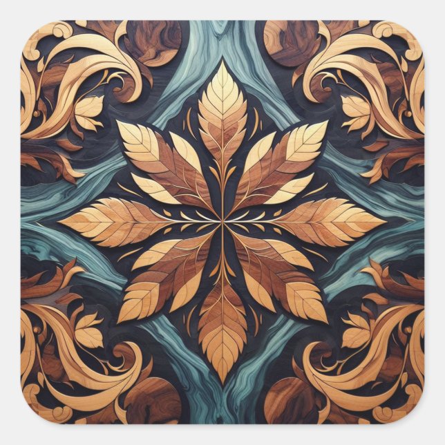 Leaves in Water Square Sticker (Front)