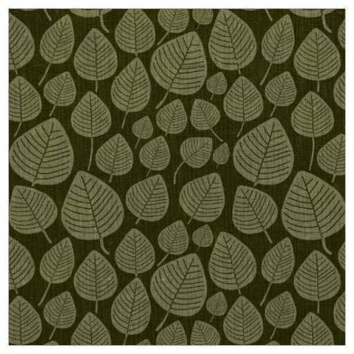 Leaves - Khaki on Dark Olive Fabric