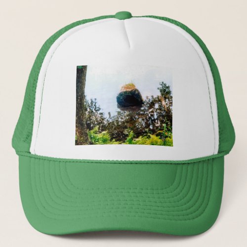 Leaves Lake and Logs Trucker Hat