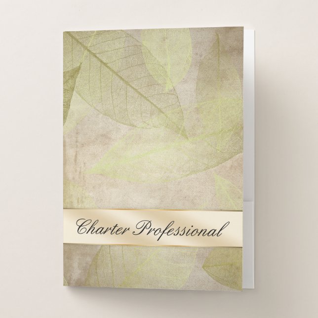 Leaves Leaf Green Professional Nature Elegant Pocket Folder (Front)