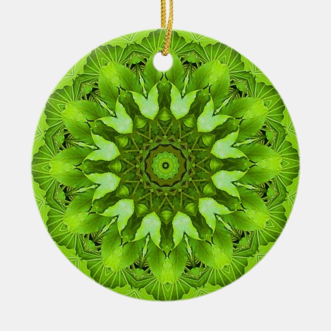 Leaves Mandala Ceramic Ornament (Front)