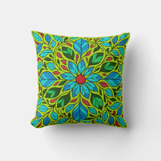 Leaves Mandala Design  Throw Pillow