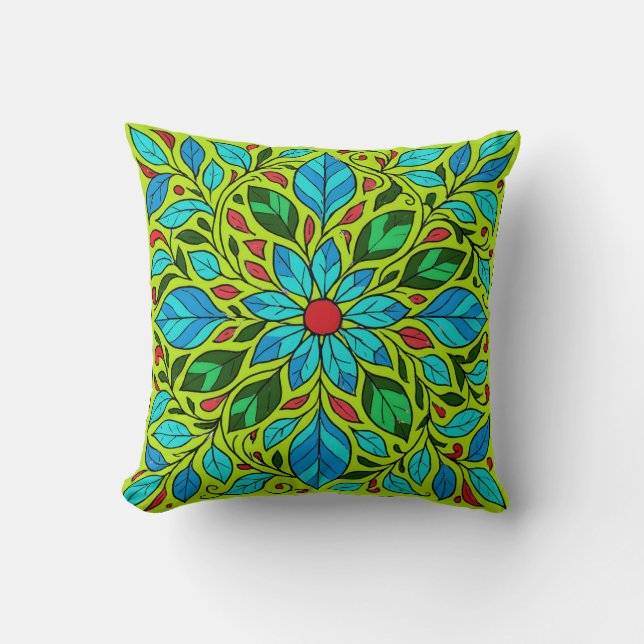 Leaves Mandala Design  Throw Pillow (Front)
