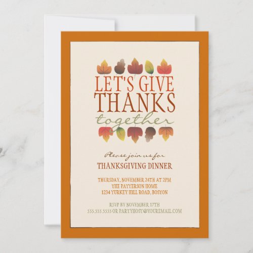 Leaves of Autumn ThanksGiving Dinner Invitation