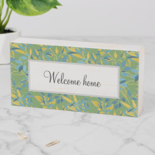Leaves of Glory Welcome Customizable Wooden Box Sign