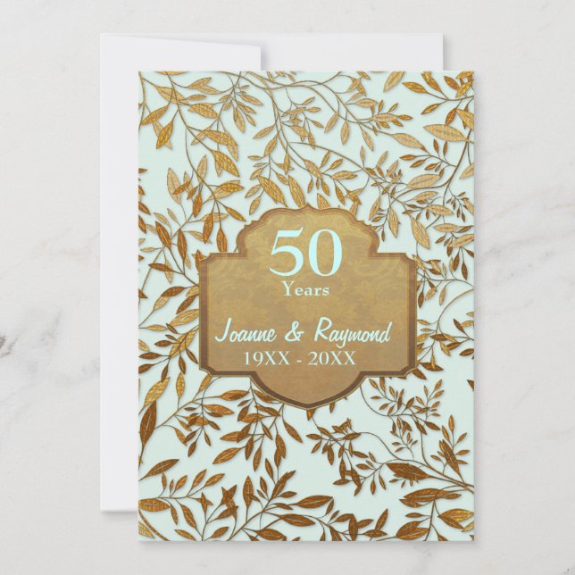 Leaves of Gold 50th Wedding Anniversary Invitation (Front)