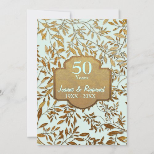 Leaves of Gold 50th Wedding Anniversary Invitation