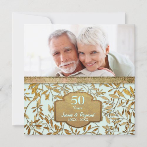 Leaves of Gold 50th Wedding Anniversary Invitation