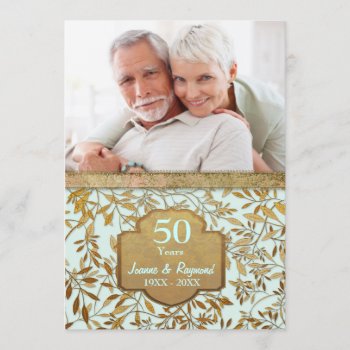 Leaves Of Gold 50th Wedding Anniversary Invitation by SpiceTree_Weddings at Zazzle