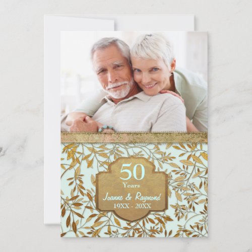 Leaves of Gold 50th Wedding Anniversary Invitation