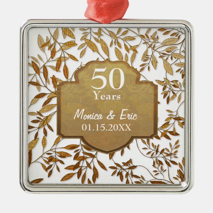Leaves of Gold 50th Wedding  Anniversary  Metal  Ornament 