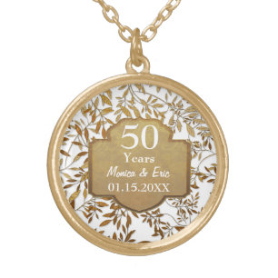 Leaves of Gold 50th Wedding Anniversary Plated Necklace