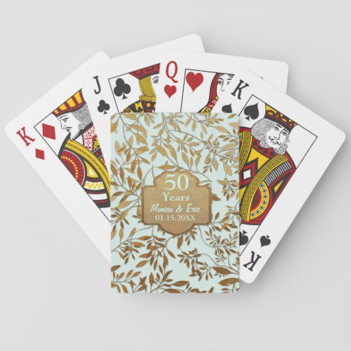 Leaves of Gold 50th Wedding Anniversary Poker Cards