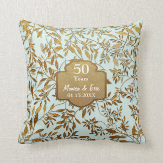 Leaves of Gold 50th Wedding Anniversary Throw Pillow