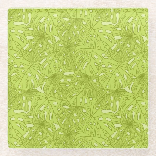 Leaves of Palm Tree Glass Coaster (Front)