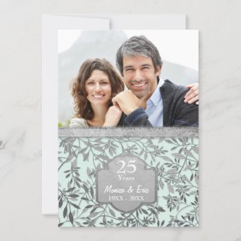 Leaves Of Silver 25th Wedding Anniversary Invitation by SpiceTree_Weddings at Zazzle