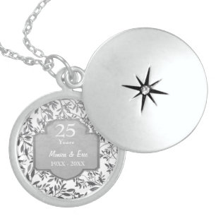 Leaves of Silver 25th Wedding Anniversary Locket Necklace